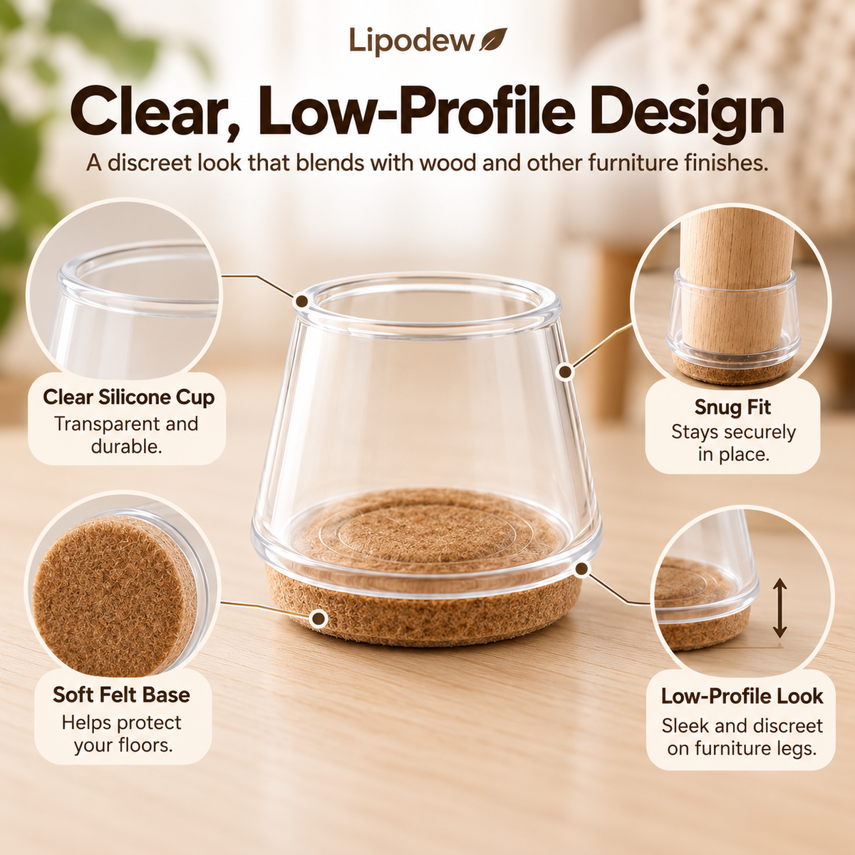 Clear Silicone Furniture Leg Caps