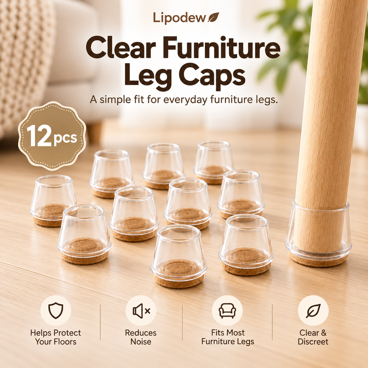 Clear Silicone Furniture Leg Caps