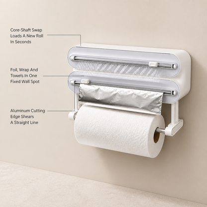 RollNest Wall-Mounted Kitchen Wrap Dispenser
