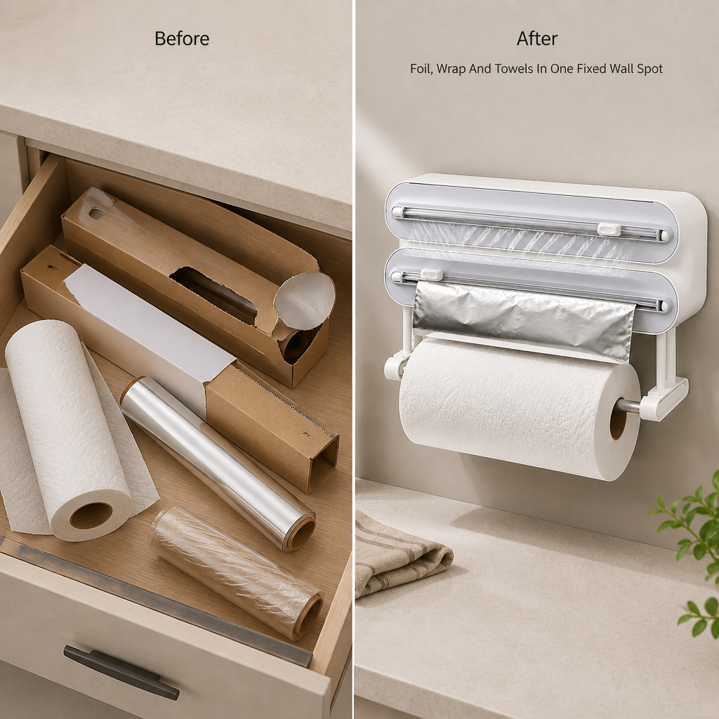 RollNest Wall-Mounted Kitchen Wrap Dispenser