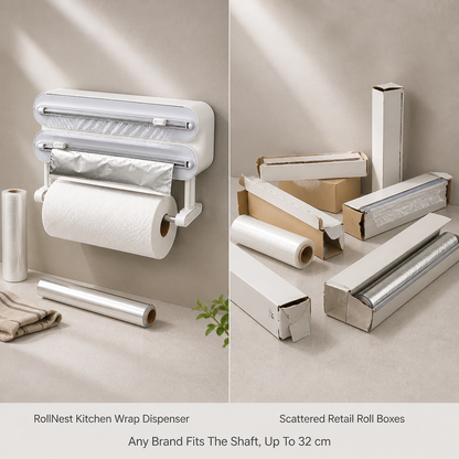 RollNest Wall-Mounted Kitchen Wrap Dispenser