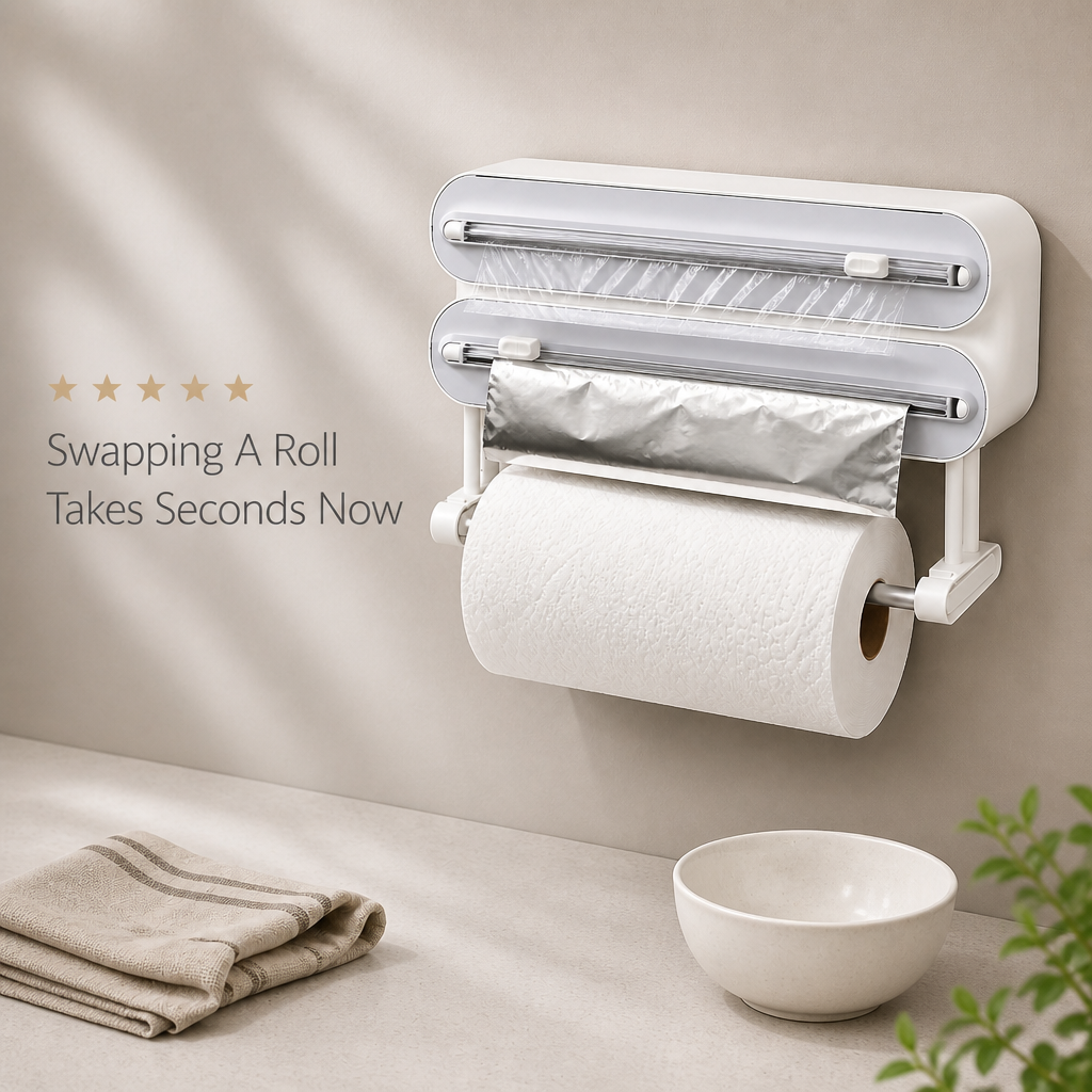 RollNest Wall-Mounted Kitchen Wrap Dispenser