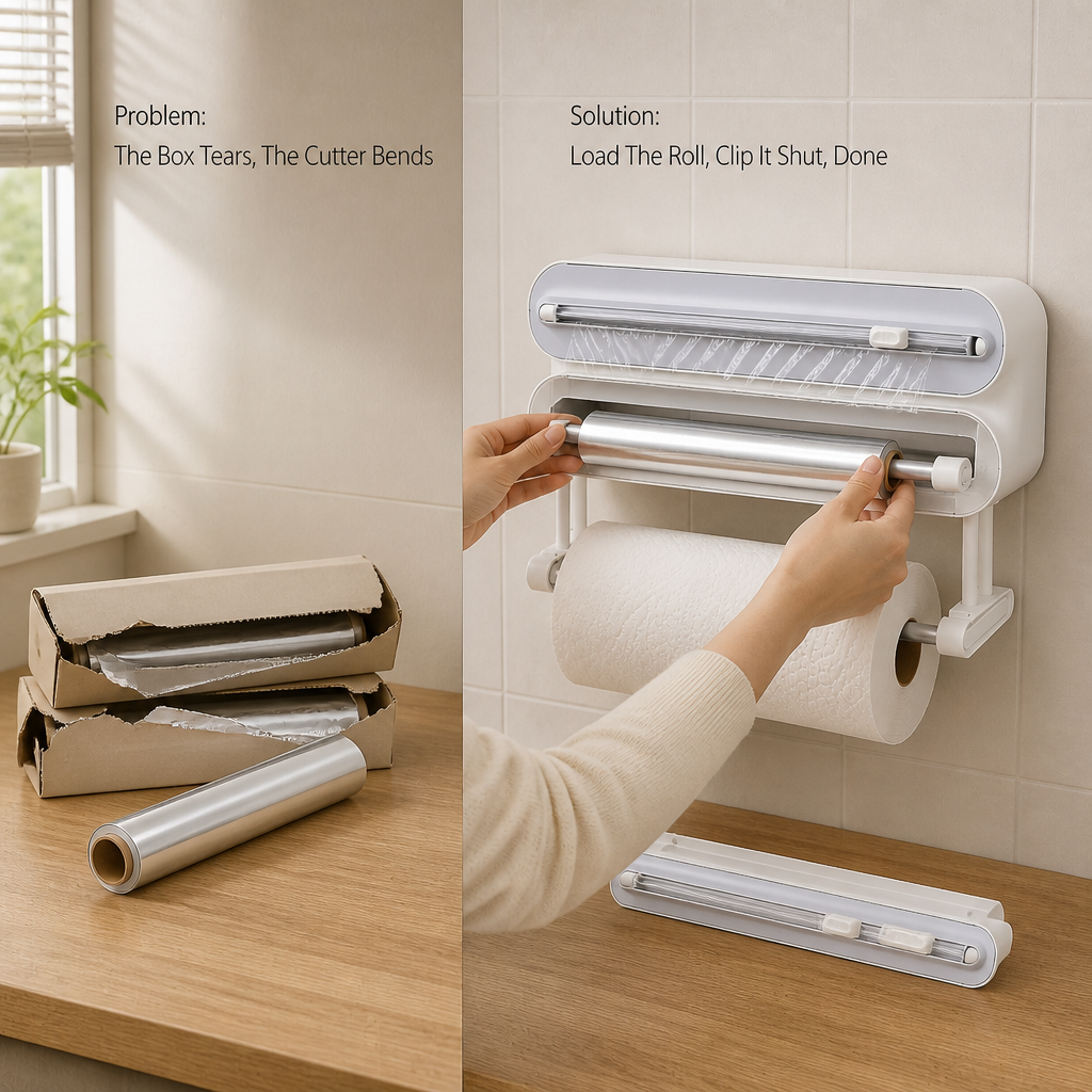 RollNest Wall-Mounted Kitchen Wrap Dispenser